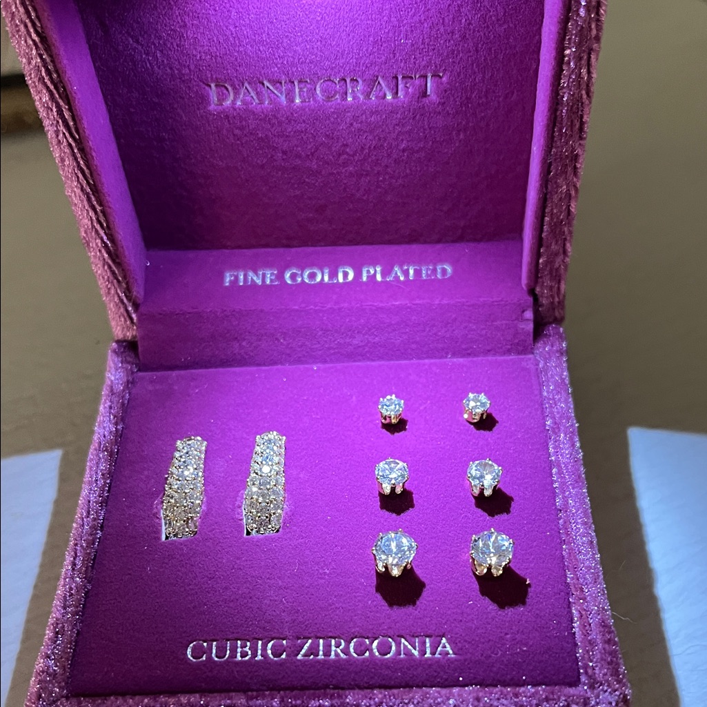 Craft Gold And Silver Cubic Zirconia Earrings 30$
